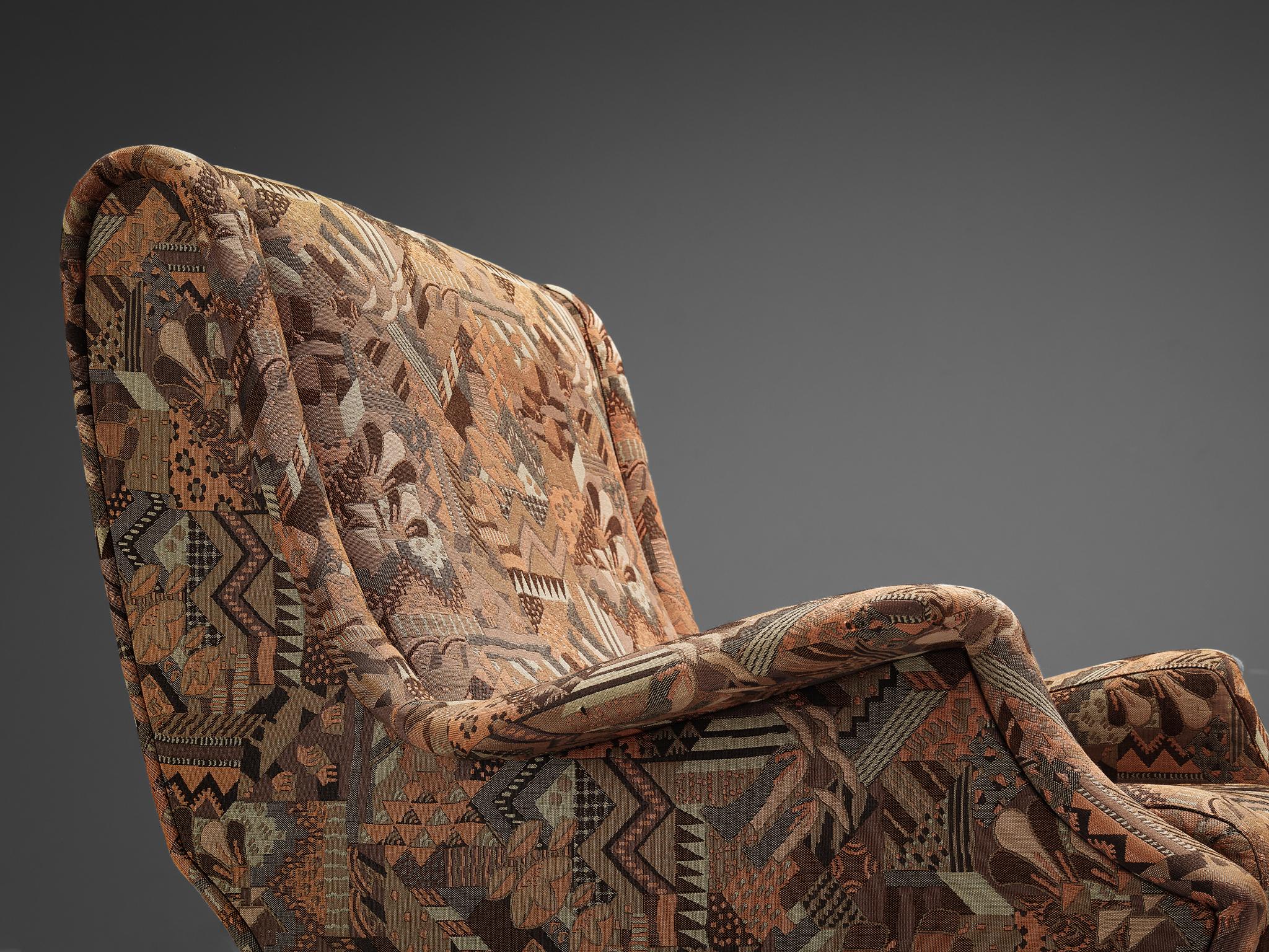 Marco Zanuso for Arflex 'Regent' Lounge Chair in Patterned Upholstery