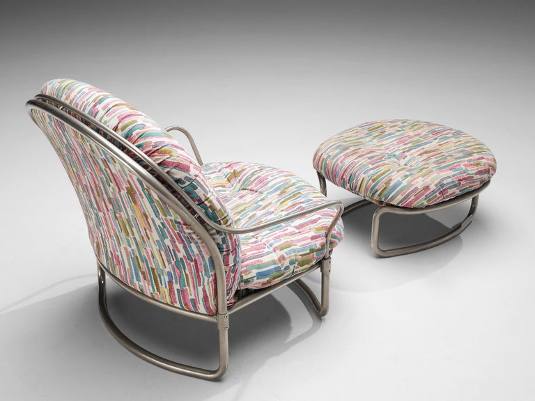 Carlo de Carli Lounge Chair with Ottoman in Colorful Upholstery