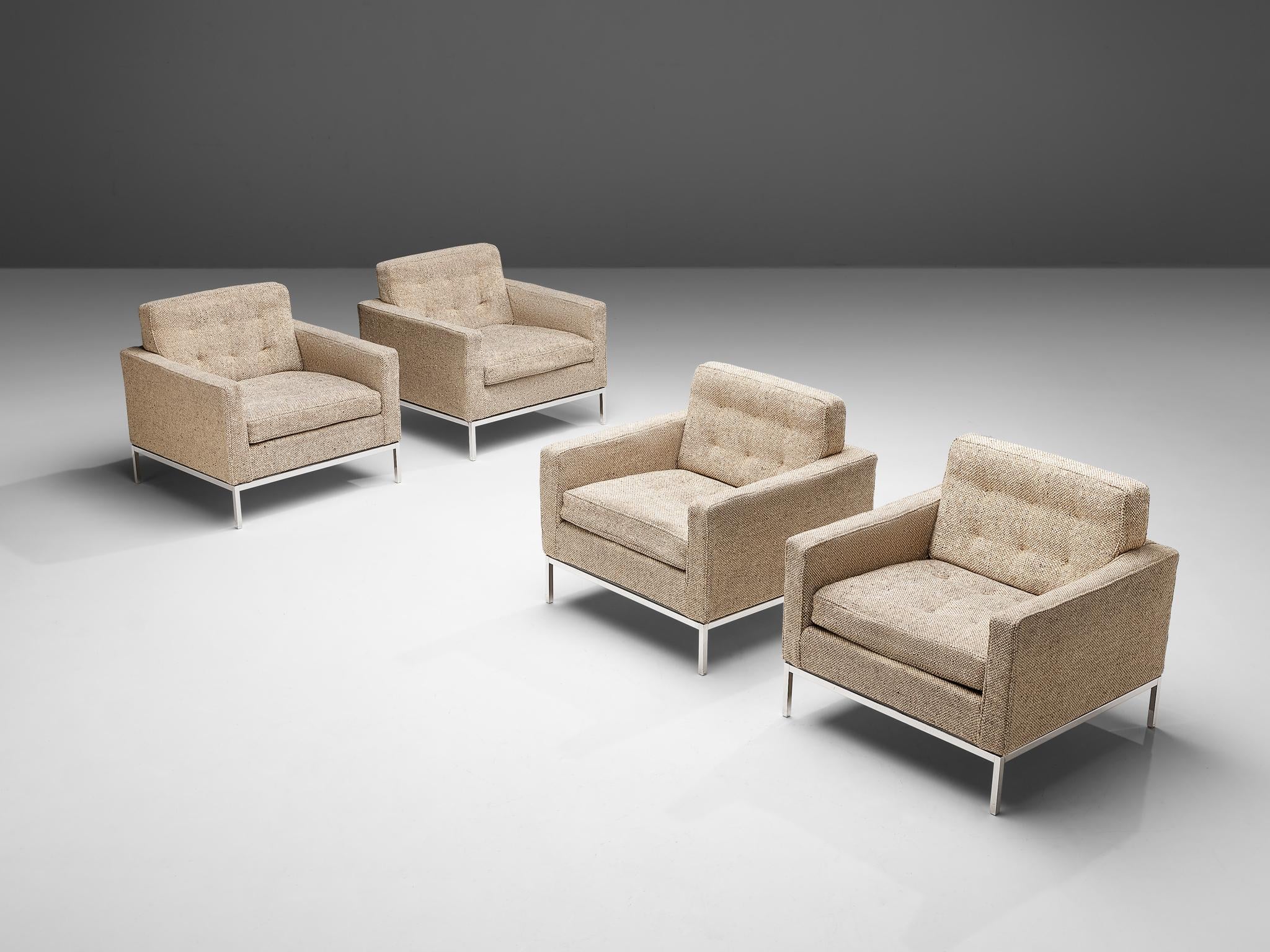 Artifort Armchairs in Metal and Beige Upholstery