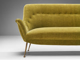 Elegant Italian Sofa in Moss Green Velvet and Brass