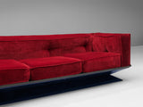 Luigi Pellegrin for MIM Roma Modular Sofa in Red Velvet