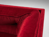 Luigi Pellegrin for MIM Roma Modular Sofa in Red Velvet
