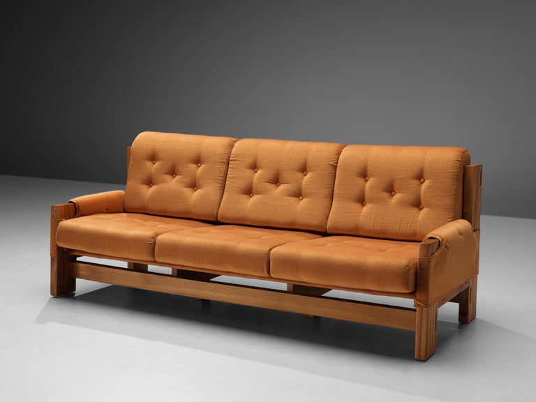 Maison Regain Sofa in Elm and Orange Upholstery