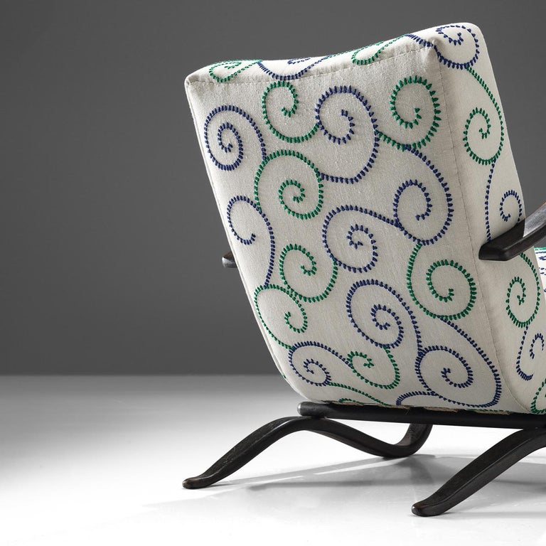 Exclusive Hand Embroidered Jindrich Halabala Lounge Chair