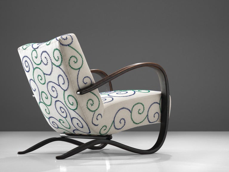 Exclusive Hand Embroidered Jindrich Halabala Lounge Chair