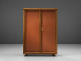 Cubic Highboard in Pine and Red Lacquered Doors