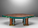Unique Armand Jonckers Coffee Table in Green Resin and Copper