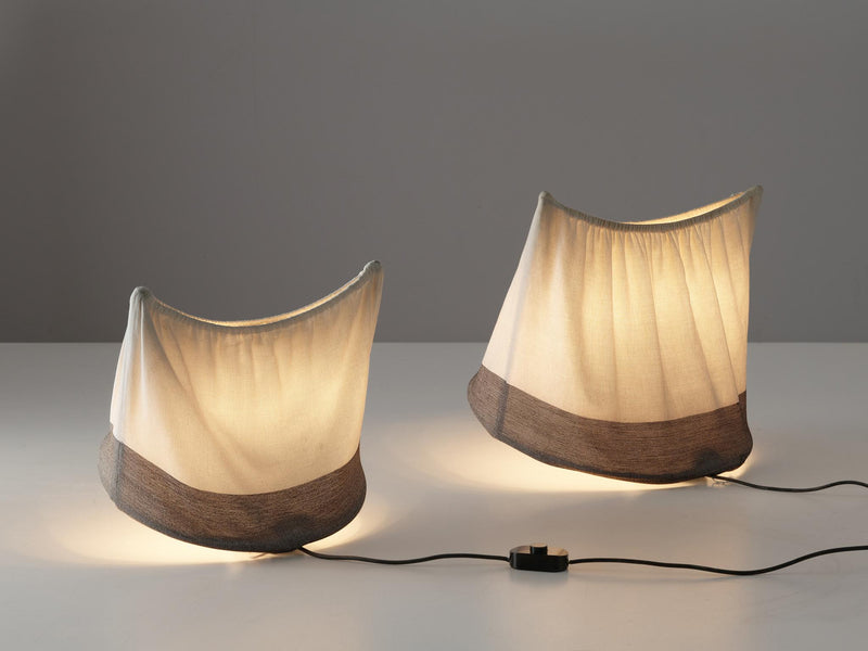 Mario Bellini for Artemide Table or Floor Lamps 'Circo' in Off-White Canvas