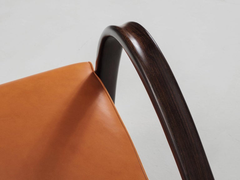 Jindrich Halabala Lounge Chairs in Cognac Brown Leather