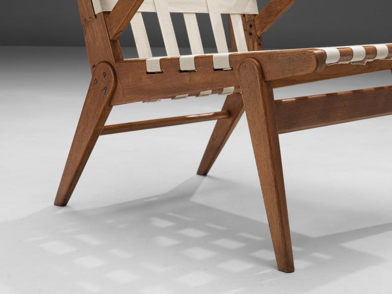 Jan Vaněk Pair of Lounge Chairs in Oak and Canvas