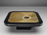 Lova Creation Etched Brass Coffee Table with Agate Stone Inlay