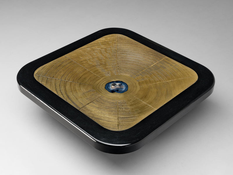 Lova Creation Etched Brass Coffee Table with Agate Stone Inlay