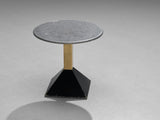 Italian Round Side Table in Metal and Grey Granite