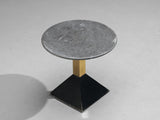 Italian Round Side Table in Metal and Grey Granite