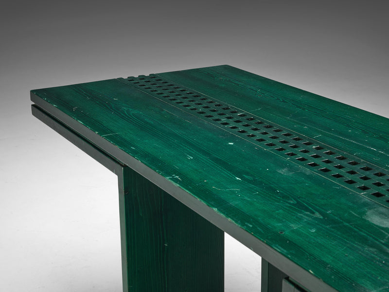 Italian Dining Table in Green Stained Pine