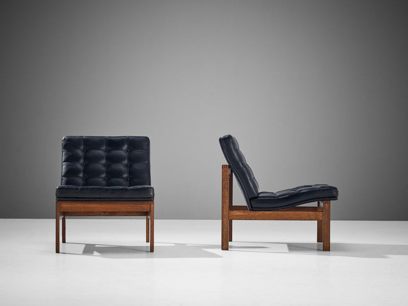 Torben Lind & Ole Gjerløv-Knudsen Pair of Easy Chairs in Oak and Leather