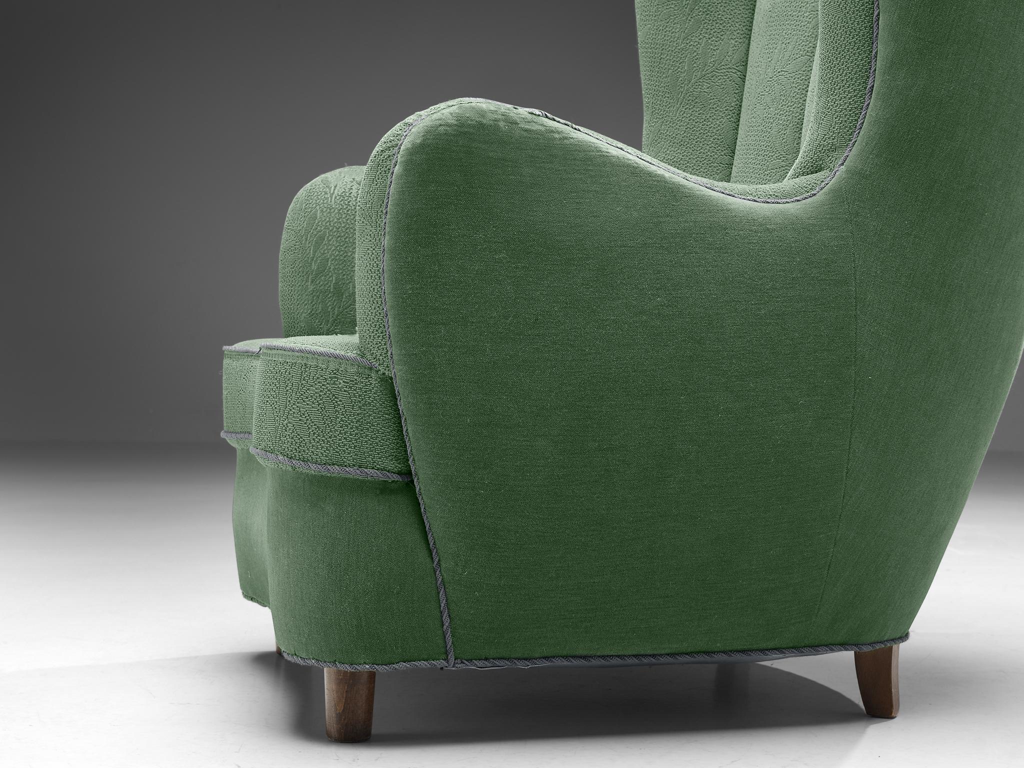 Danish Easy Chair in Green Upholstery