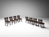 Ernesto Valabrega Set of Eight Dining Chairs in Oak and Leather