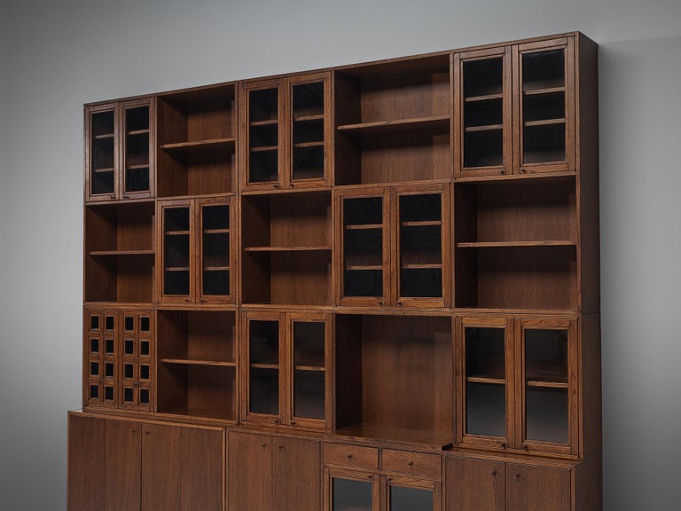 Giuseppe Rivadossi Exceptional Library Unit in Oak