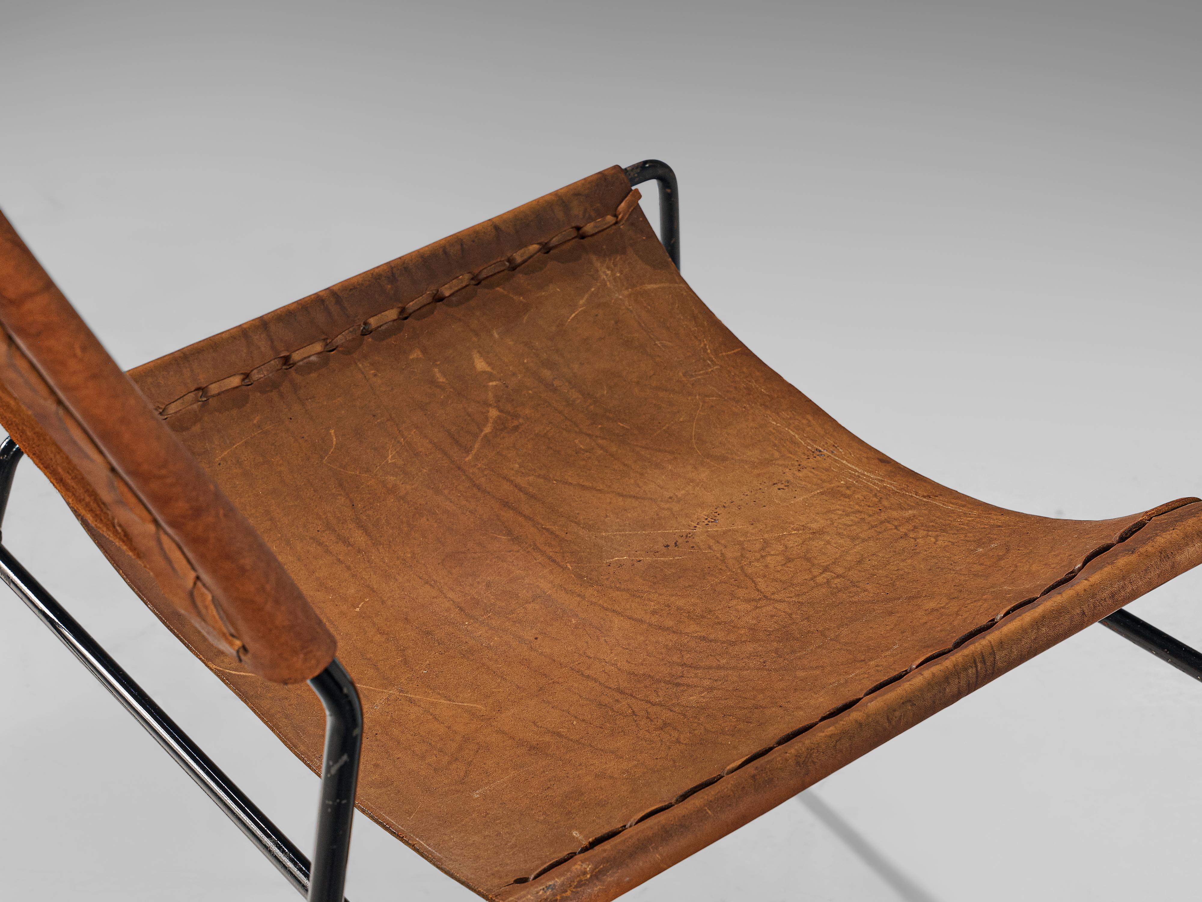A. Dolleman for Metz & Co Pair of Modernist Easy Chairs in Brown Leather