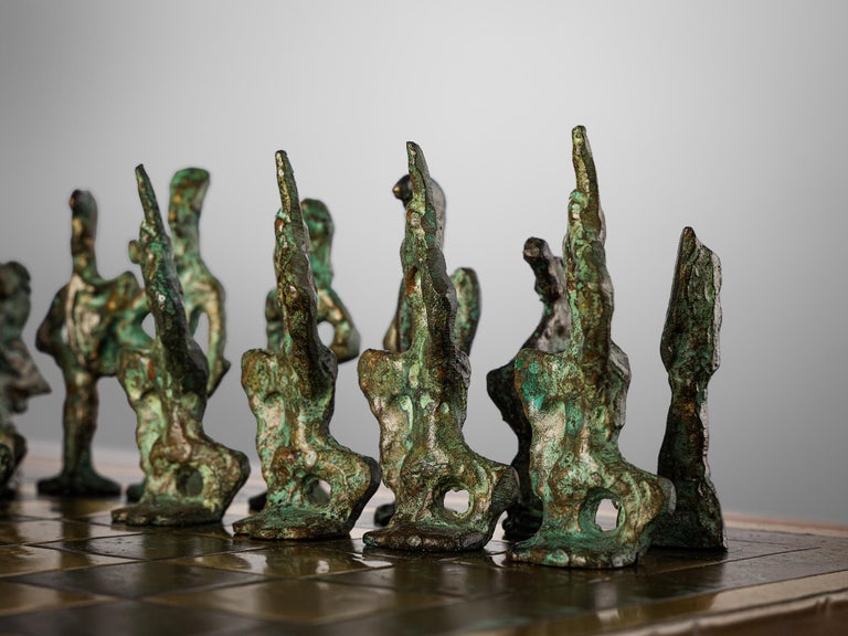 Sculptural Italian Chess Set in the Style of Alberto Giacometti