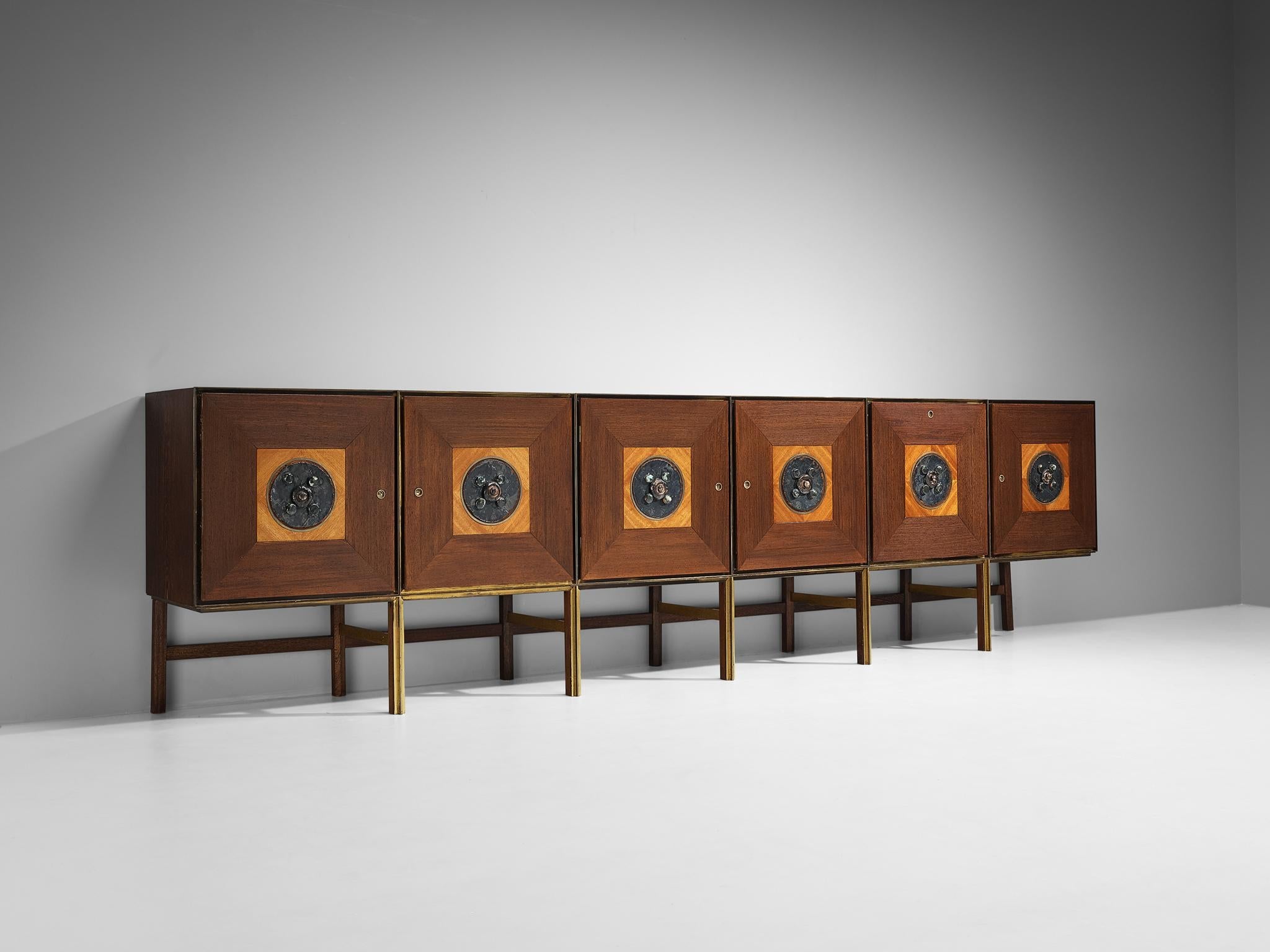 Exceptional Flemish Sideboard in Wengé and Ceramics