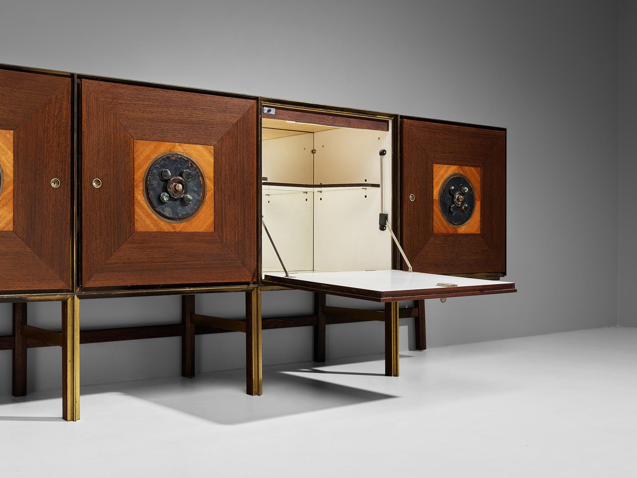 Exceptional Flemish Sideboard in Wengé and Ceramics
