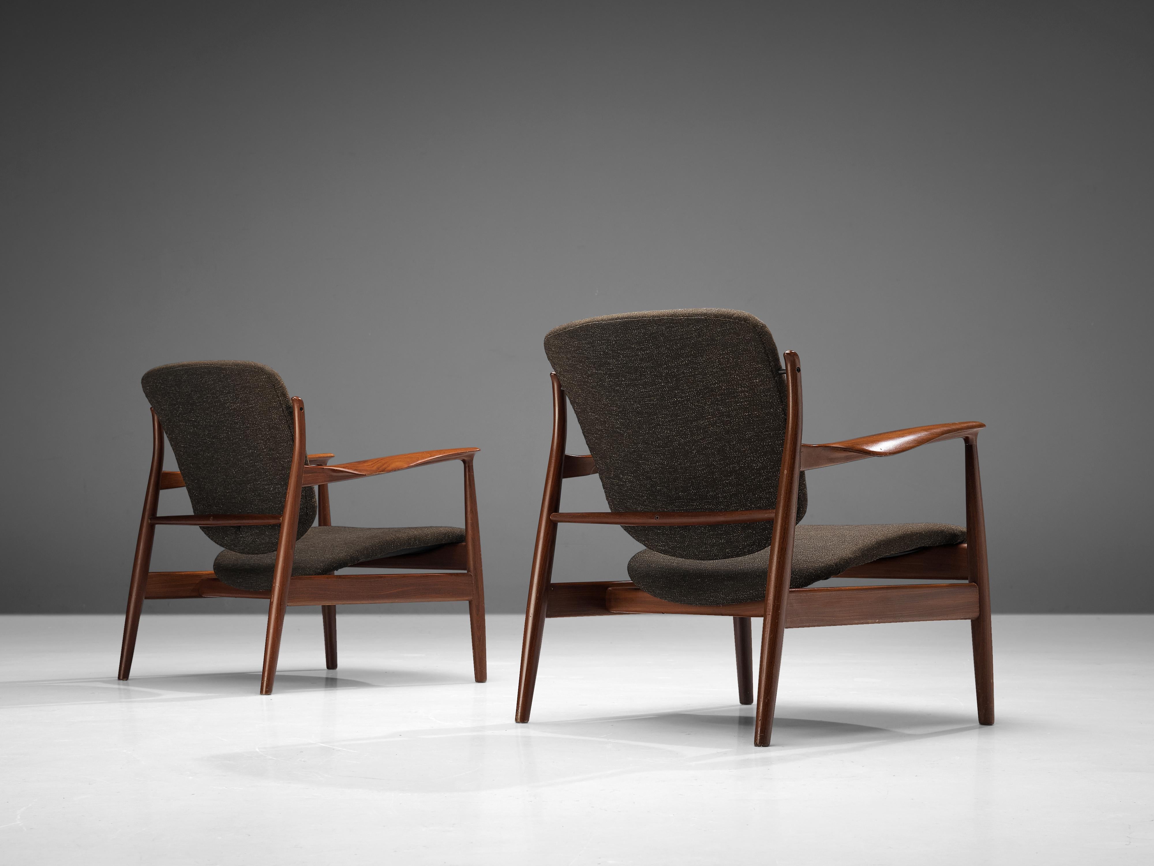 Early Model Finn Juhl for France & Søn Pair of Lounge Chairs in Teak