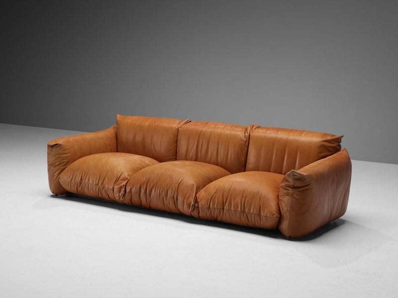 Mario Marenco for Arflex Sofa in Cognac Leather