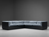 Giovanni Offredi for Saporiti Corner Sofa in Light Blue Upholstery