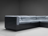 Giovanni Offredi for Saporiti Corner Sofa in Light Blue Upholstery