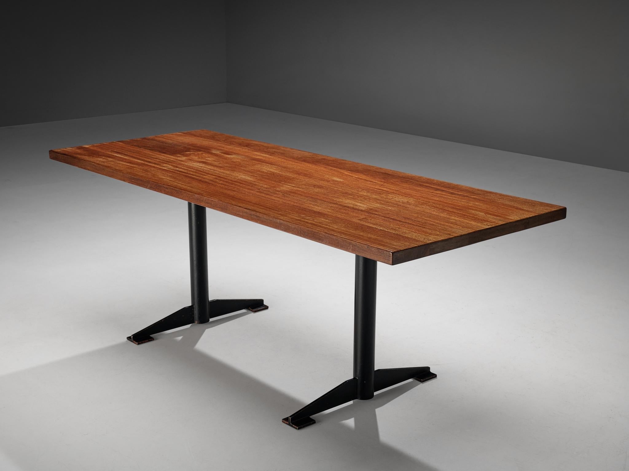 Wim Den Boon Dining Table in Mahogany and Black Lacquered Steel