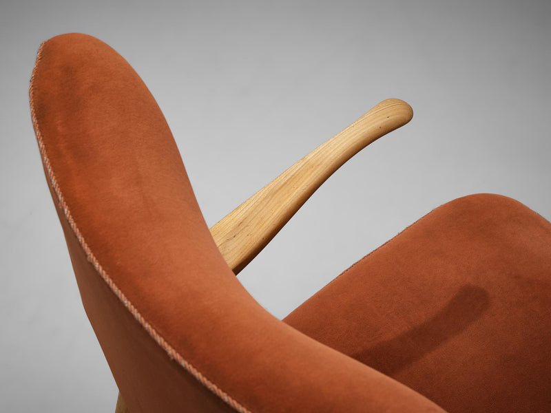 Italian Sculptural Lounge Chair in Cherry