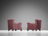 Rare Studio B.B.P.R. Pair of Lounge Chairs in Purple Mohair