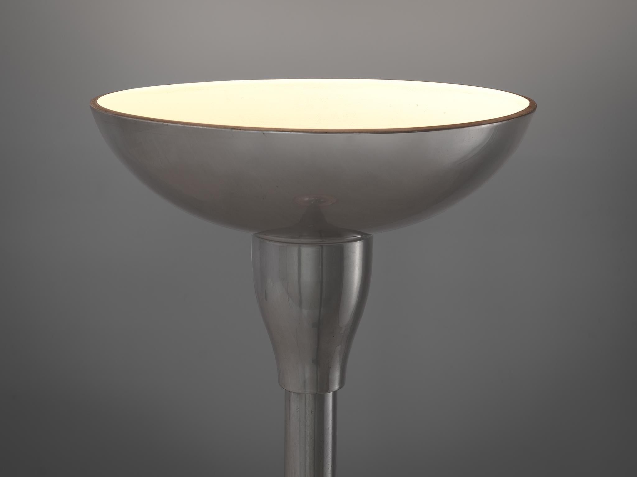 French Art Deco Floor Lamp in Aluminum