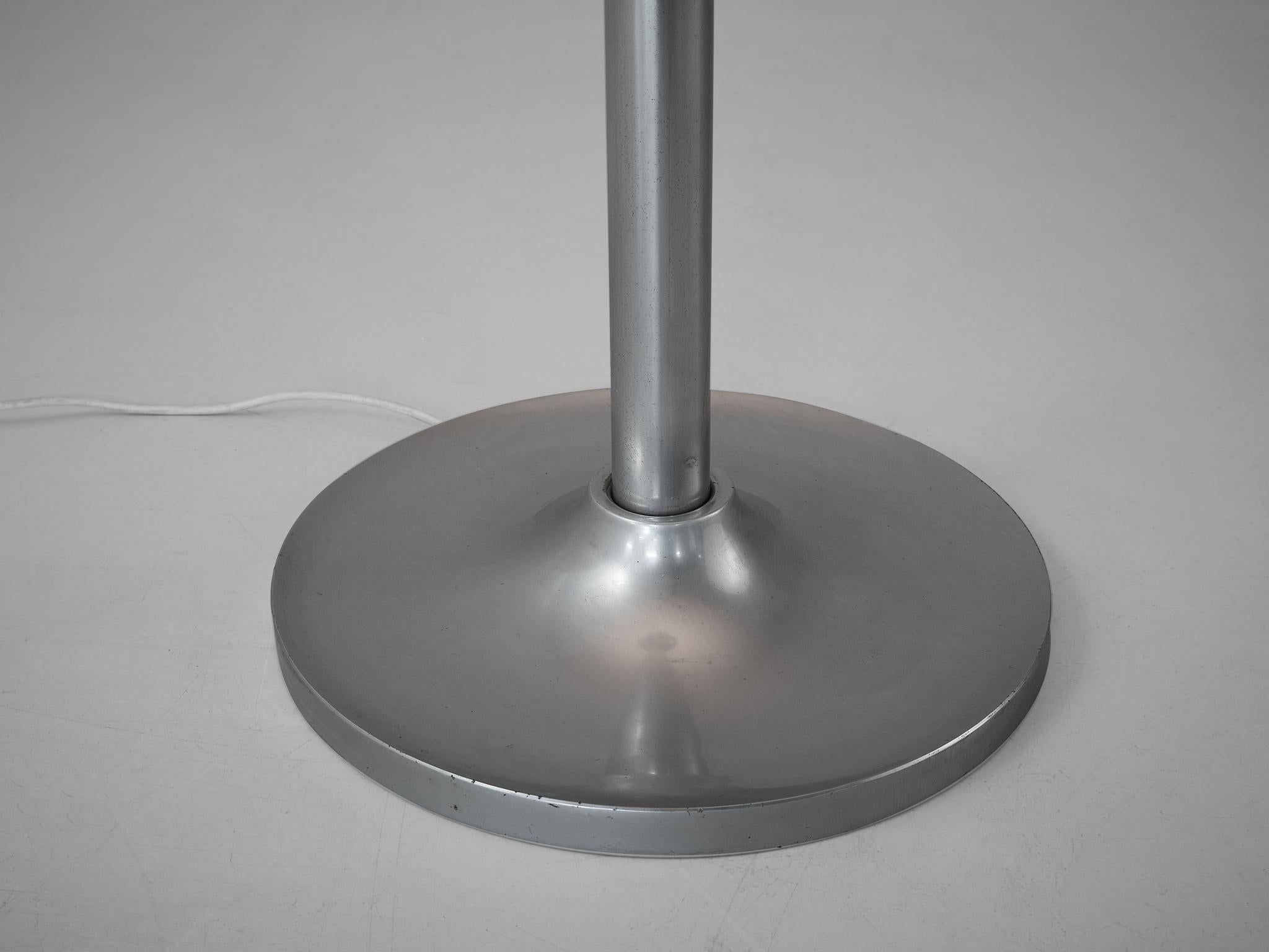 French Art Deco Floor Lamp in Aluminum