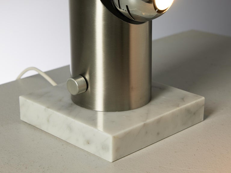 Angelo Lelii for Arredoluce Table Lamp in Marble and Brushed Steel
