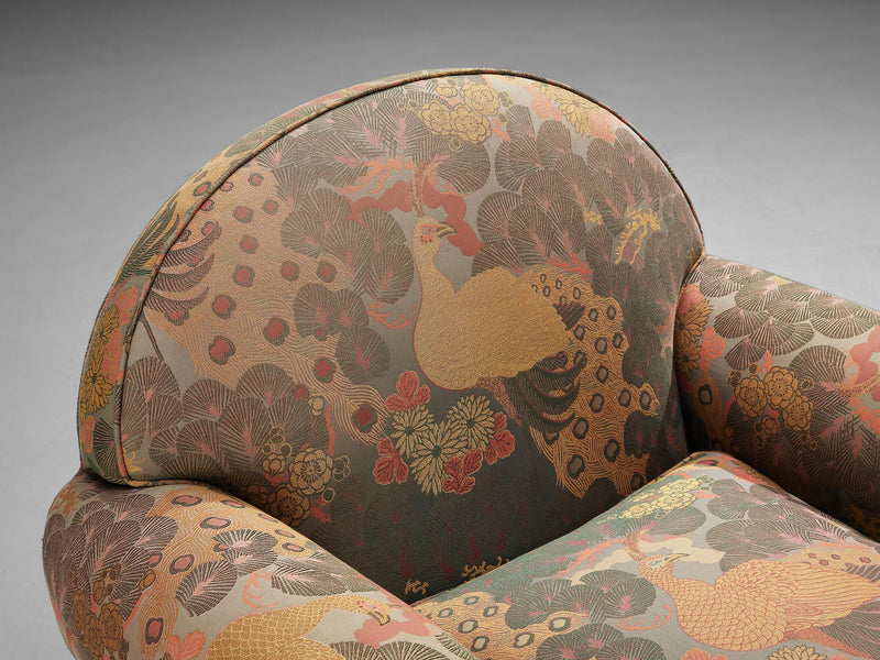 Unique Art Deco Armchairs in Botanical Upholstery