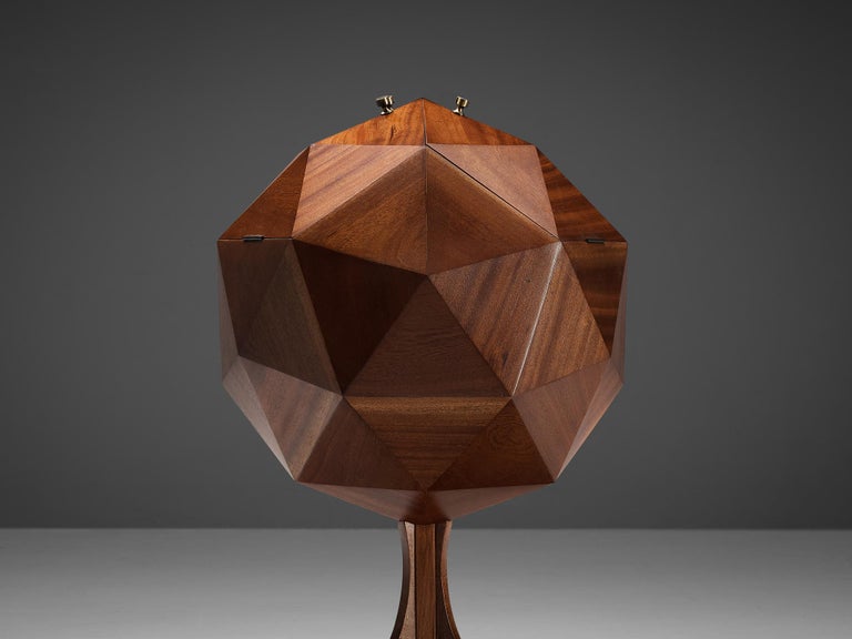 M. Vuillermoz Polygonal Bar Cabinet in Mahogany and Brass