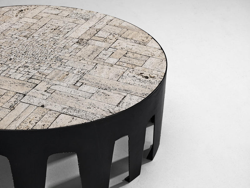 Pia Manu Handcrafted Coffee Table in Travertine