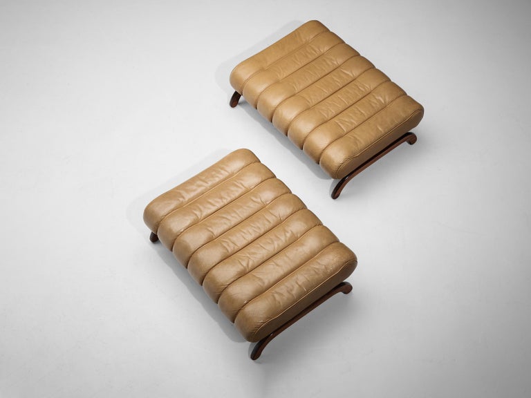 Karl Wittmann Pair of ‘Independence’ Benches in Camel Leather