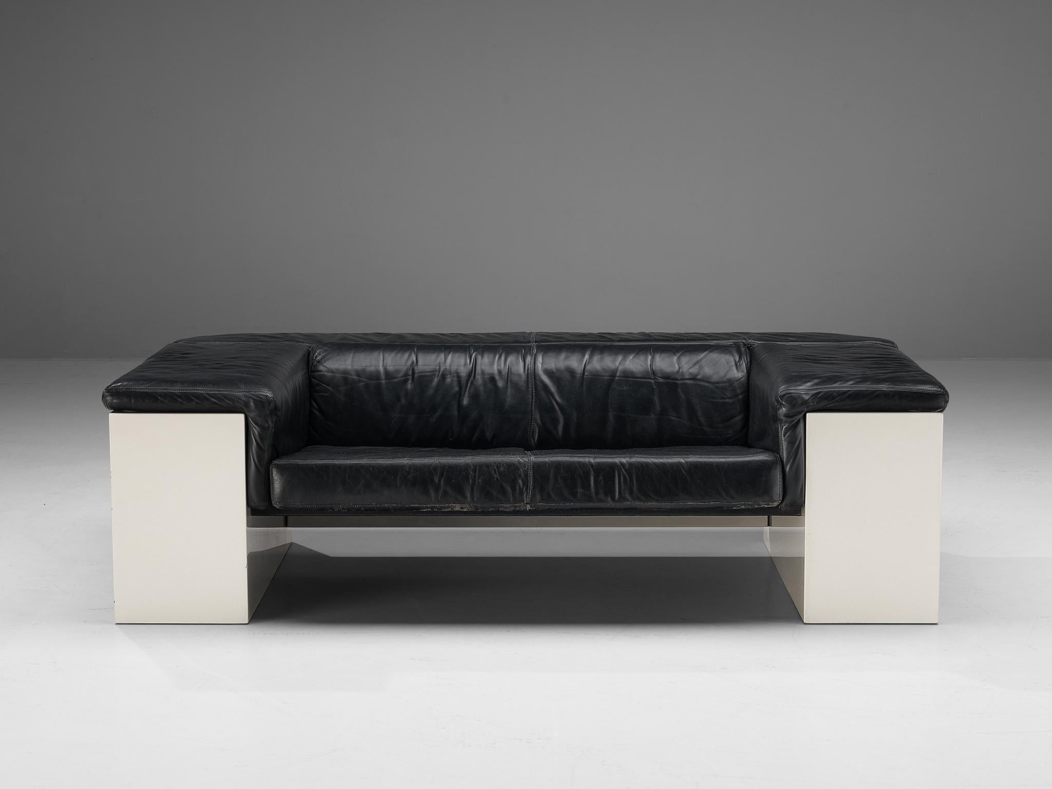 Cini Boeri for Knoll 'Brigadiere' Sofa in Black Leather