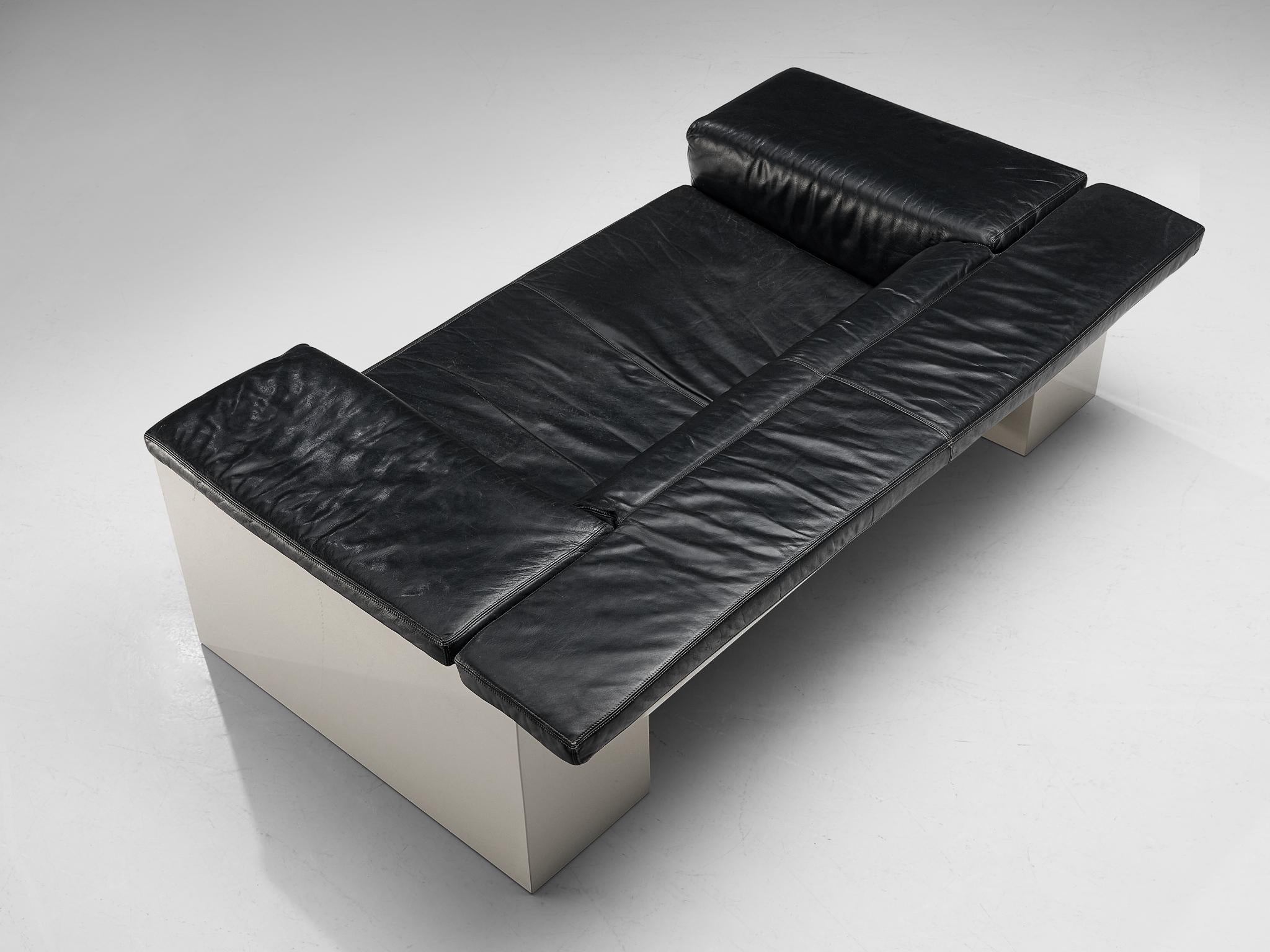 Cini Boeri for Knoll 'Brigadiere' Sofa in Black Leather