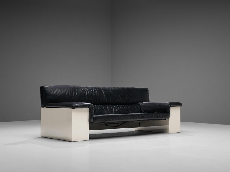 Cini Boeri for Knoll Three Seater Sofa in Black Leather