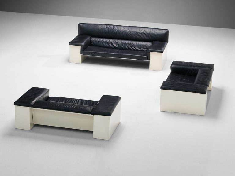 Cini Boeri for Knoll Three Seater Sofa in Black Leather