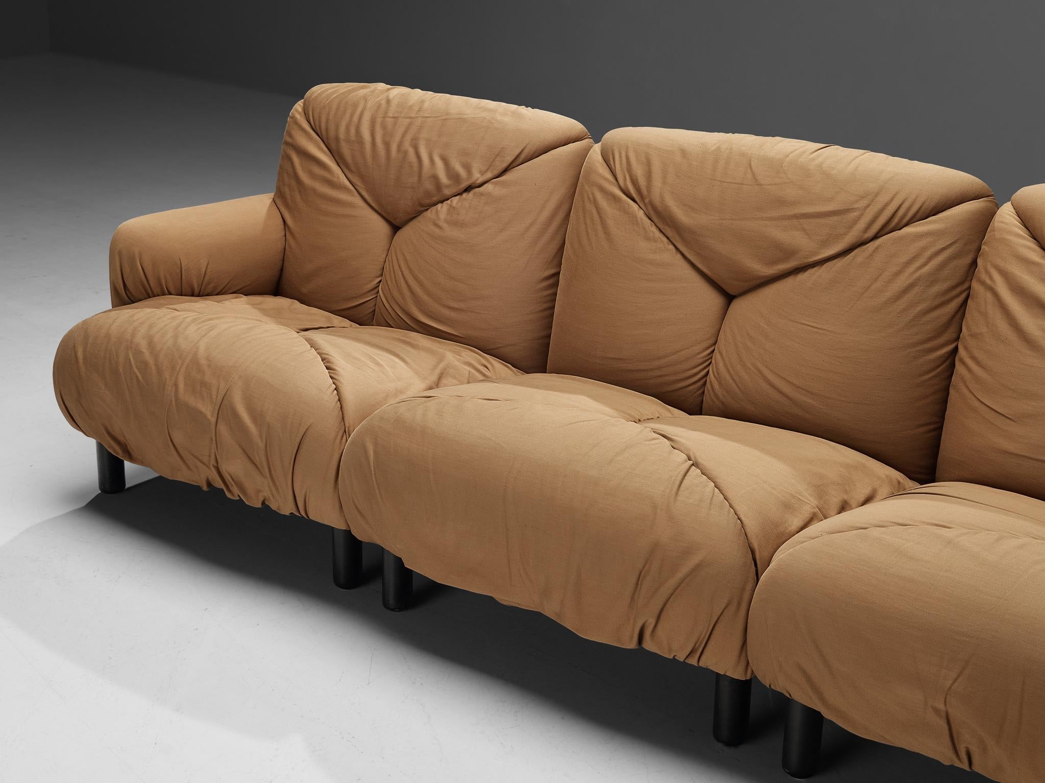 Vico Magistretti for De Padova 'Davis' Sofa in Camel Beige Upholstery