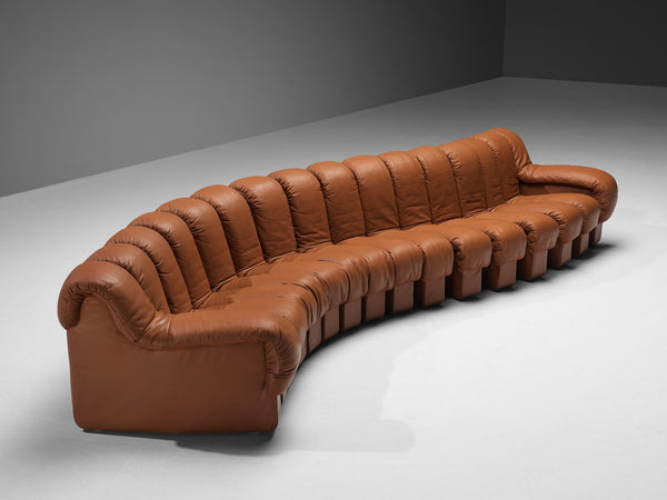 De Sede DS-600 'Snake' Sectional Sofa in Cognac Leather