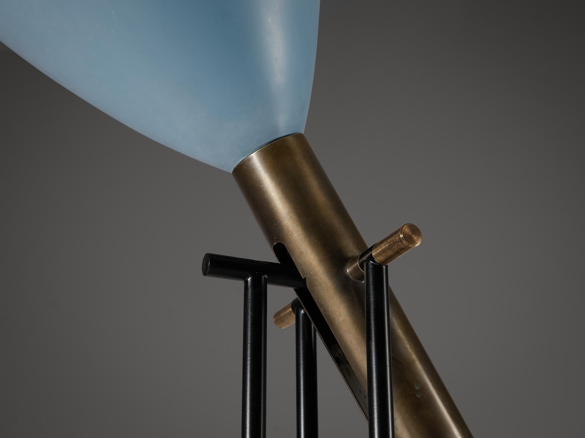 Angelo Lelii for Arredoluce ‘Televisione’ Floor Lamp in Brass and Aluminum