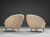 Grand Italian Pair Lounge Chairs in Off-White Upholstery