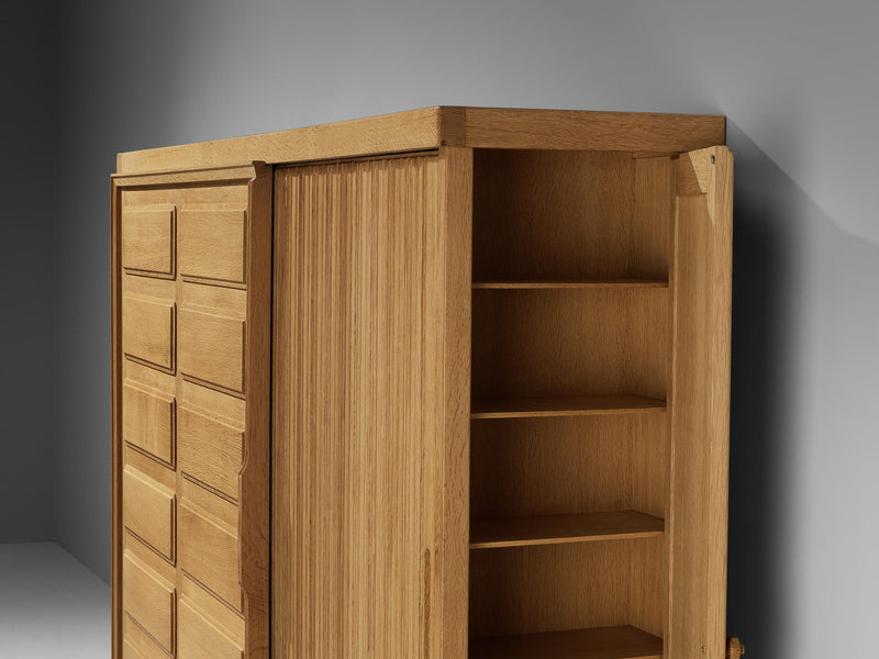 Guillerme & Chambron Large Highboard in Oak with Carved Doors